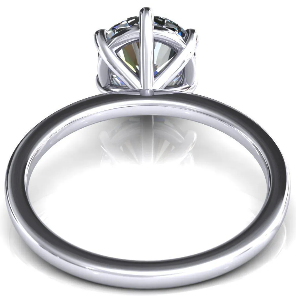 Lyla Round Center Stone 6 Claw Prong Single Rail Solitaire Ring