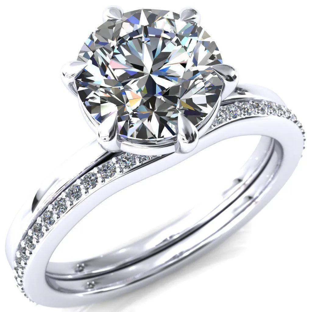 Lyla Round Center Stone 6 Claw Prong Single Rail Solitaire Ring
