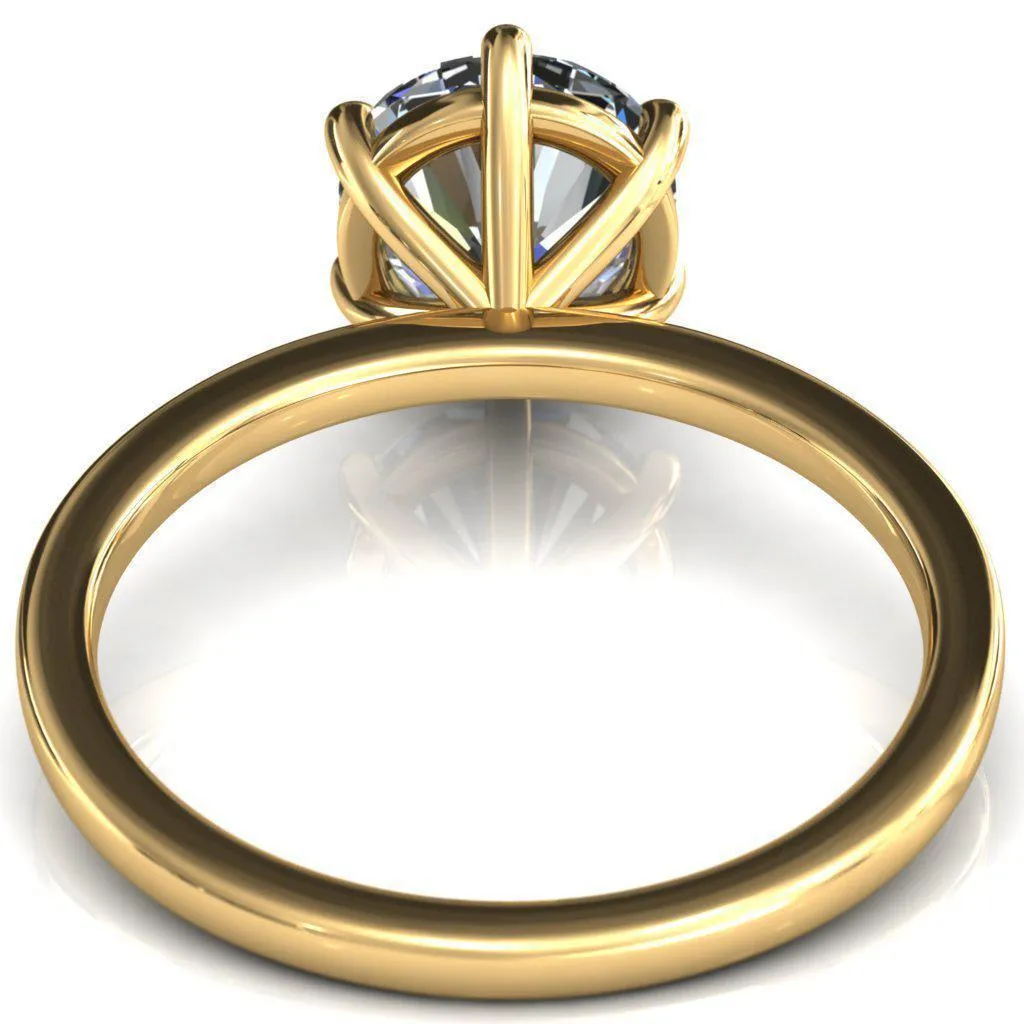 Lyla Round Center Stone 6 Claw Prong Single Rail Solitaire Ring