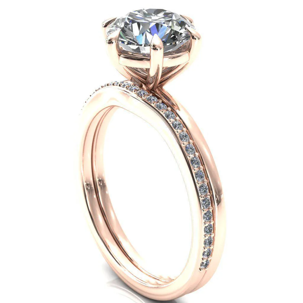 Lyla Round Center Stone 6 Claw Prong Single Rail Solitaire Ring