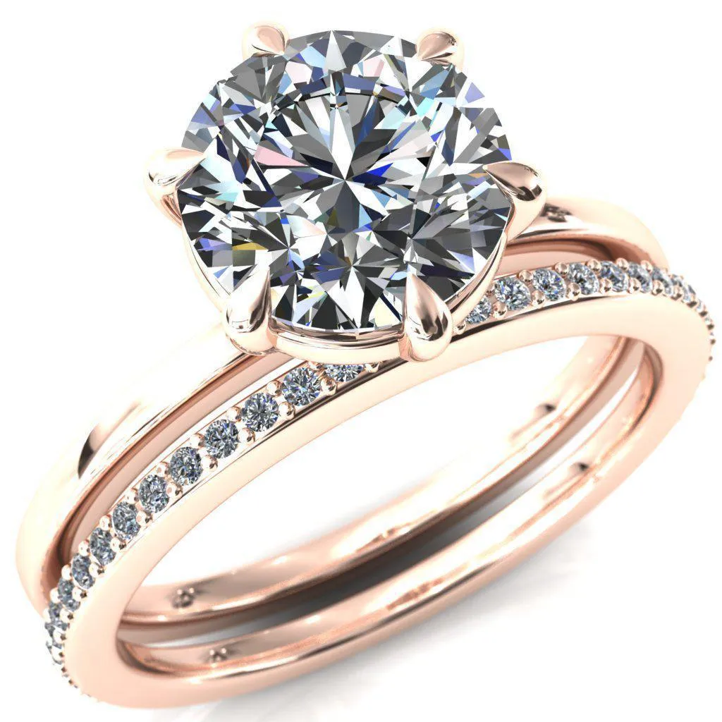 Lyla Round Center Stone 6 Claw Prong Single Rail Solitaire Ring