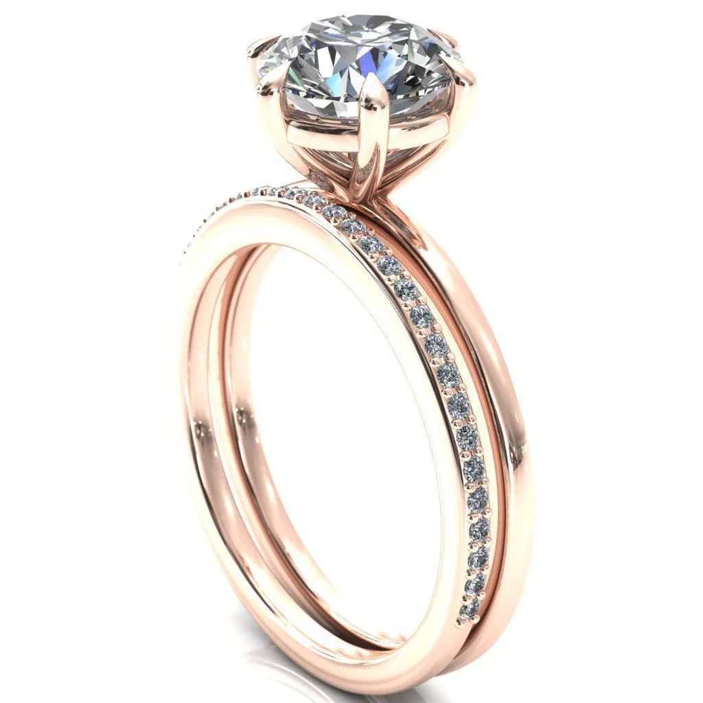 Lyla Round Center Stone 6 Claw Prong Single Rail Solitaire Ring