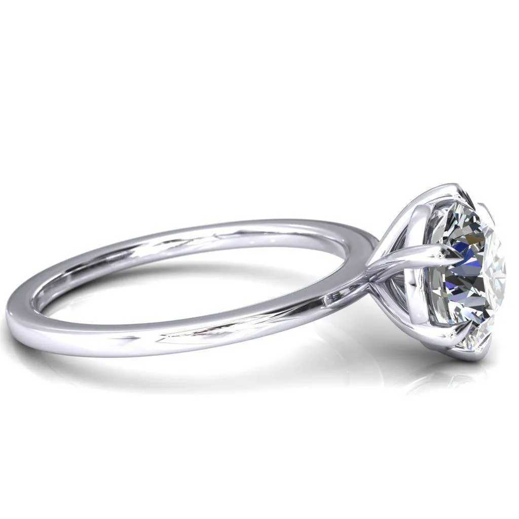 Lyla Round Center Stone 6 Claw Prong Single Rail Solitaire Ring