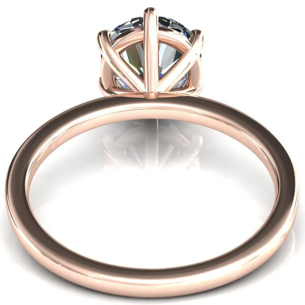 Lyla Round Center Stone 6 Claw Prong Single Rail Solitaire Ring