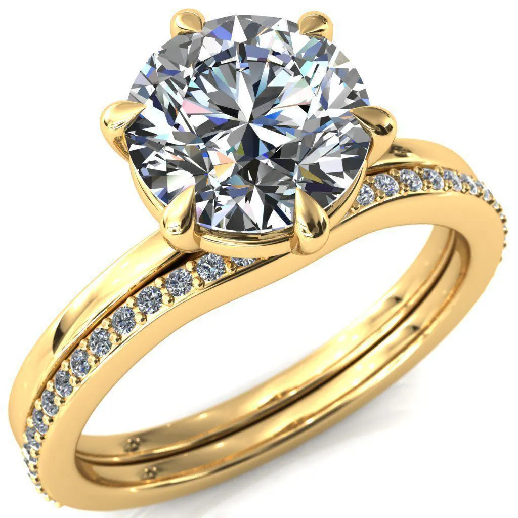 Lyla Round Center Stone 6 Claw Prong Single Rail Solitaire Ring