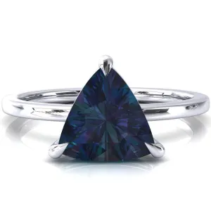 Lyla Trillion Alexandrite 4 Claw Prong Single Rail Solitaire Ring