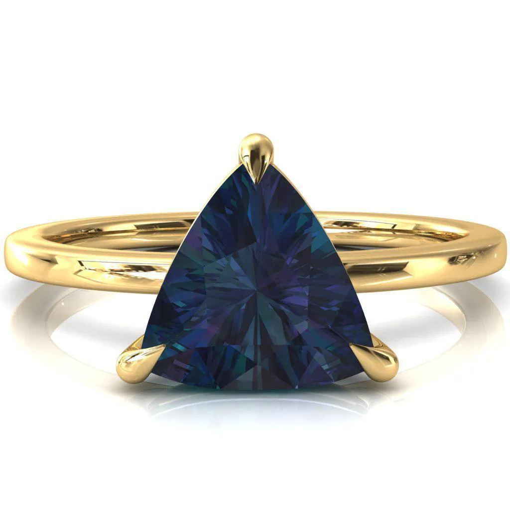 Lyla Trillion Alexandrite 4 Claw Prong Single Rail Solitaire Ring