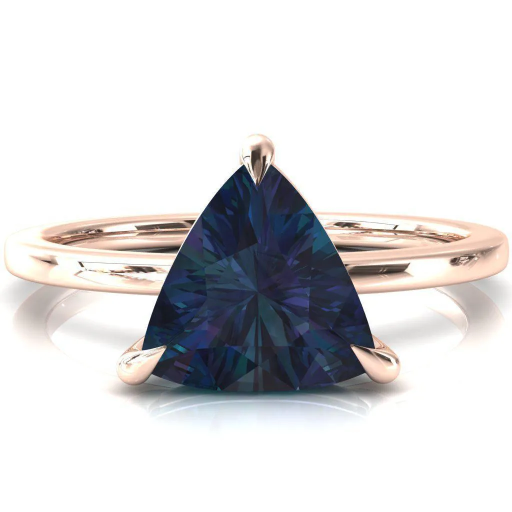 Lyla Trillion Alexandrite 4 Claw Prong Single Rail Solitaire Ring