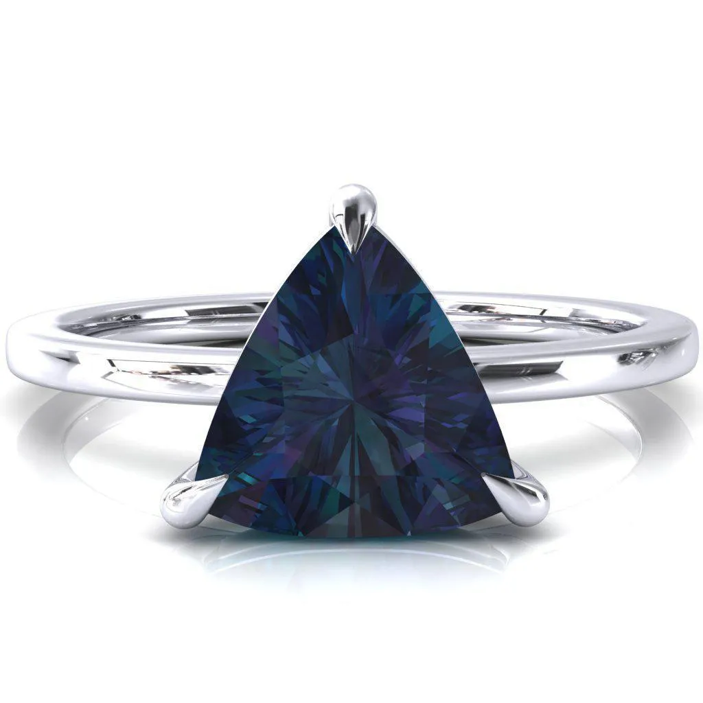 Lyla Trillion Alexandrite 4 Claw Prong Single Rail Solitaire Ring
