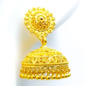Majestic Dotted Flower 22k Gold Jhumki Earrings