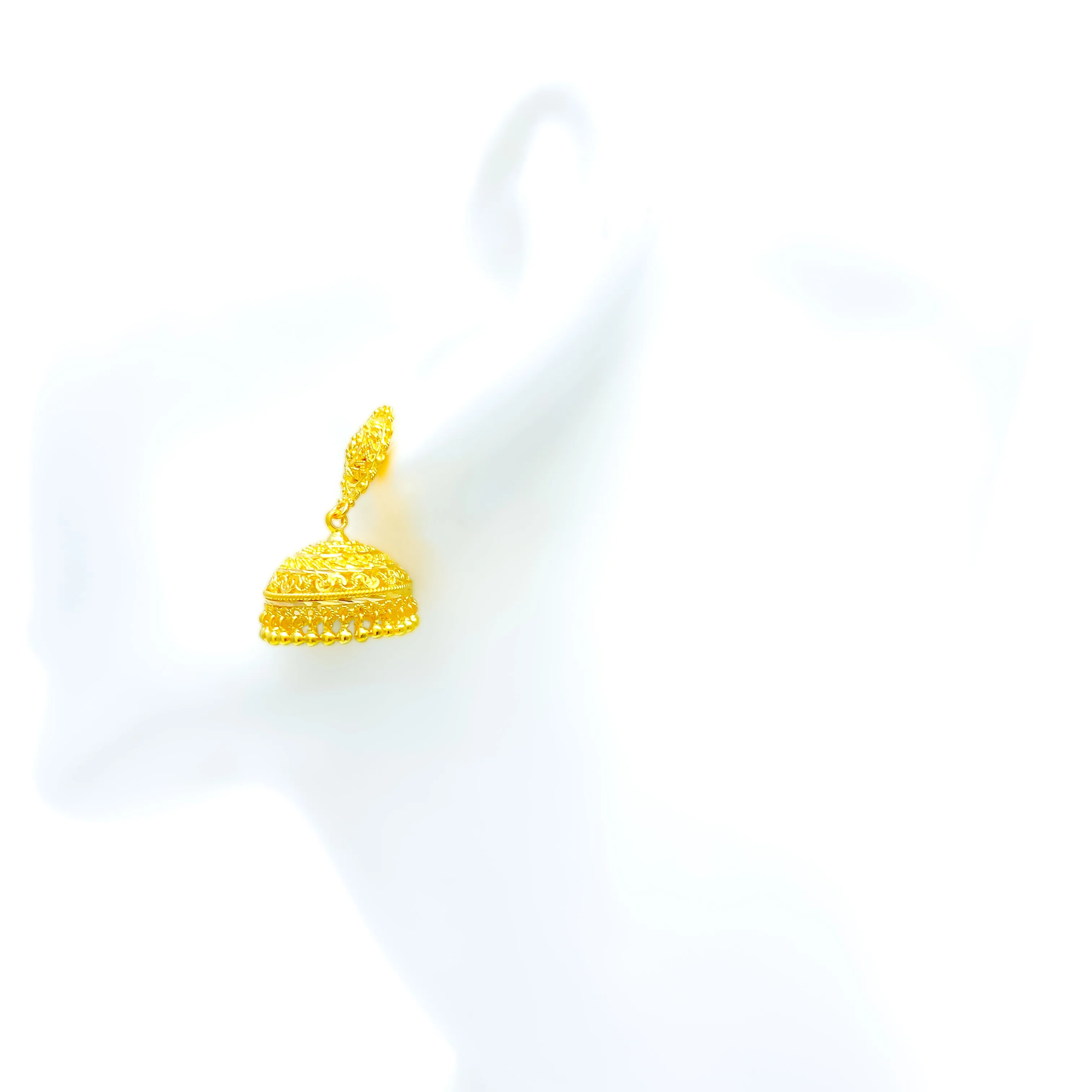Majestic Dotted Flower 22k Gold Jhumki Earrings
