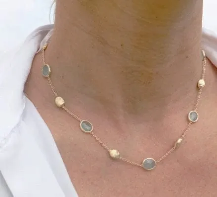 Marco Bicego 18K Yellow Gold Siviglia Aquamarine Chain Necklace