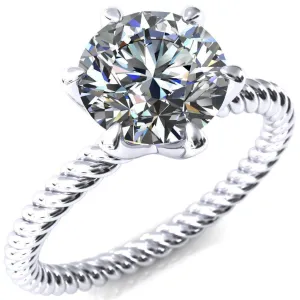 Margaret Round Center Stone Classic Rope 6 Claw Prong Solitaire Ring