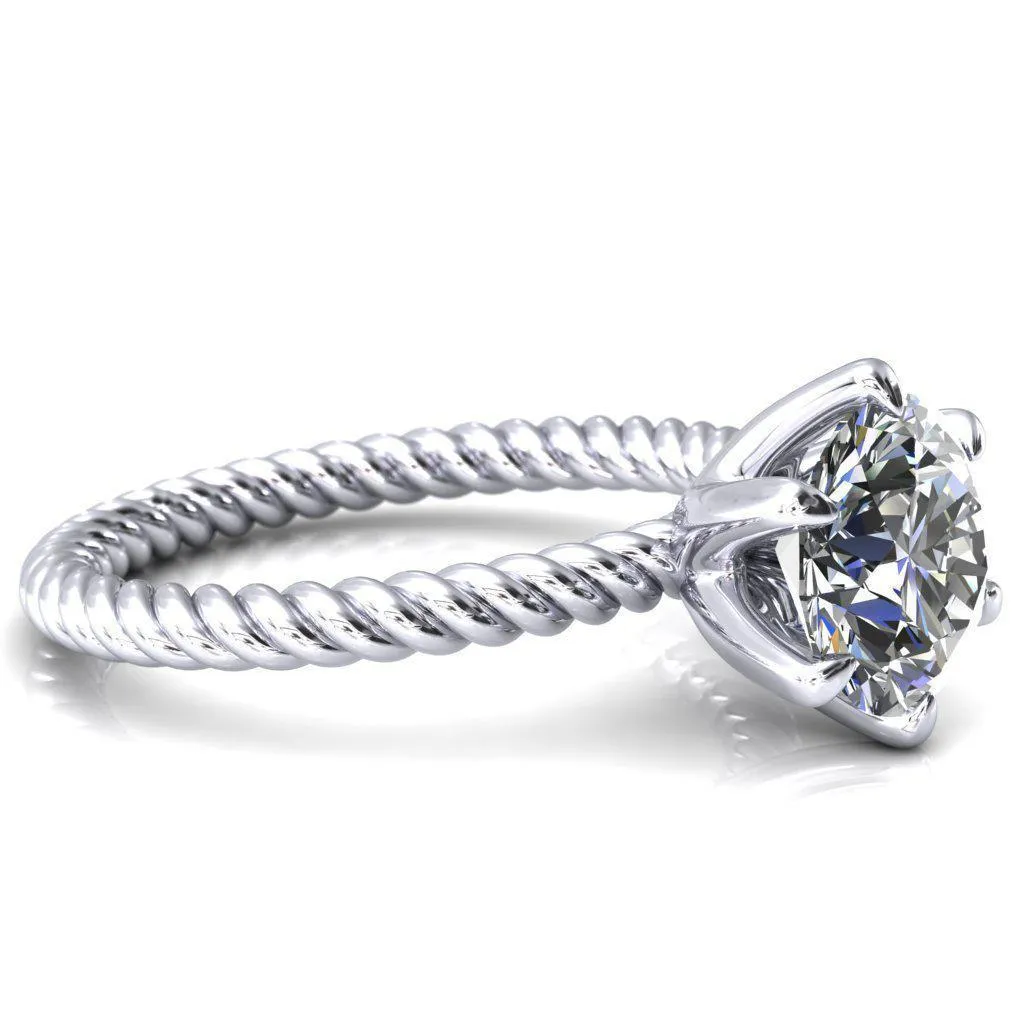 Margaret Round Center Stone Classic Rope 6 Claw Prong Solitaire Ring