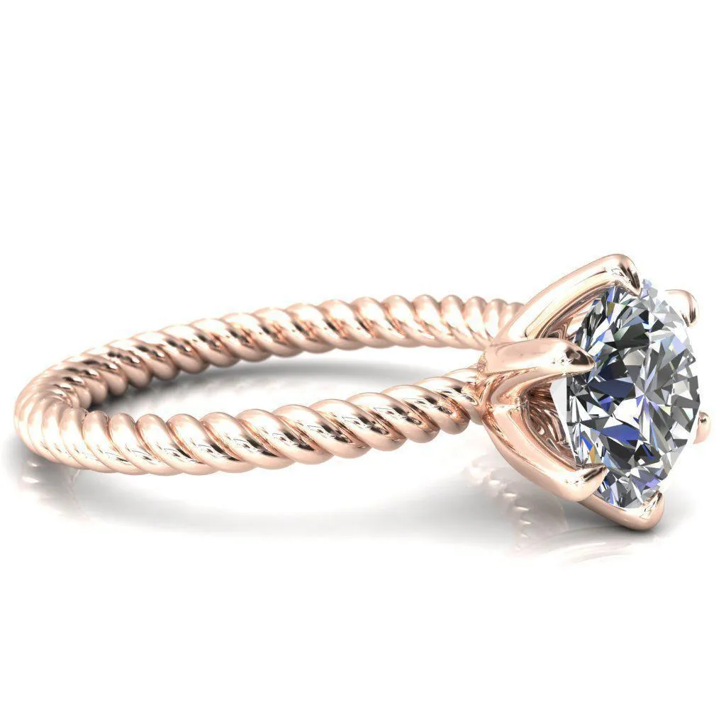 Margaret Round Center Stone Classic Rope 6 Claw Prong Solitaire Ring