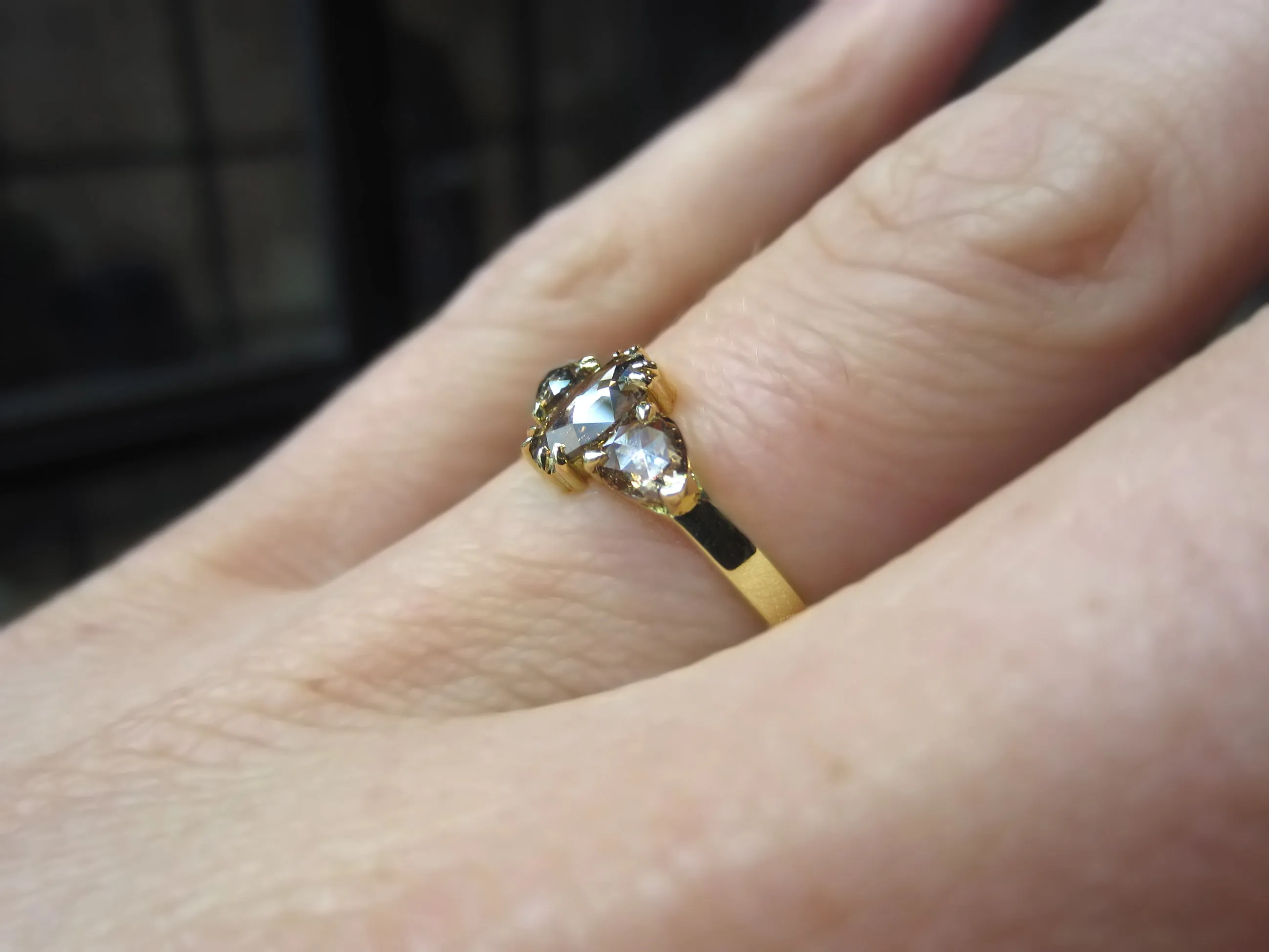 Marquise & Pear Shaped Brown Rose Cut Diamond Ring