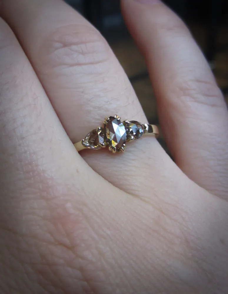 Marquise & Pear Shaped Brown Rose Cut Diamond Ring