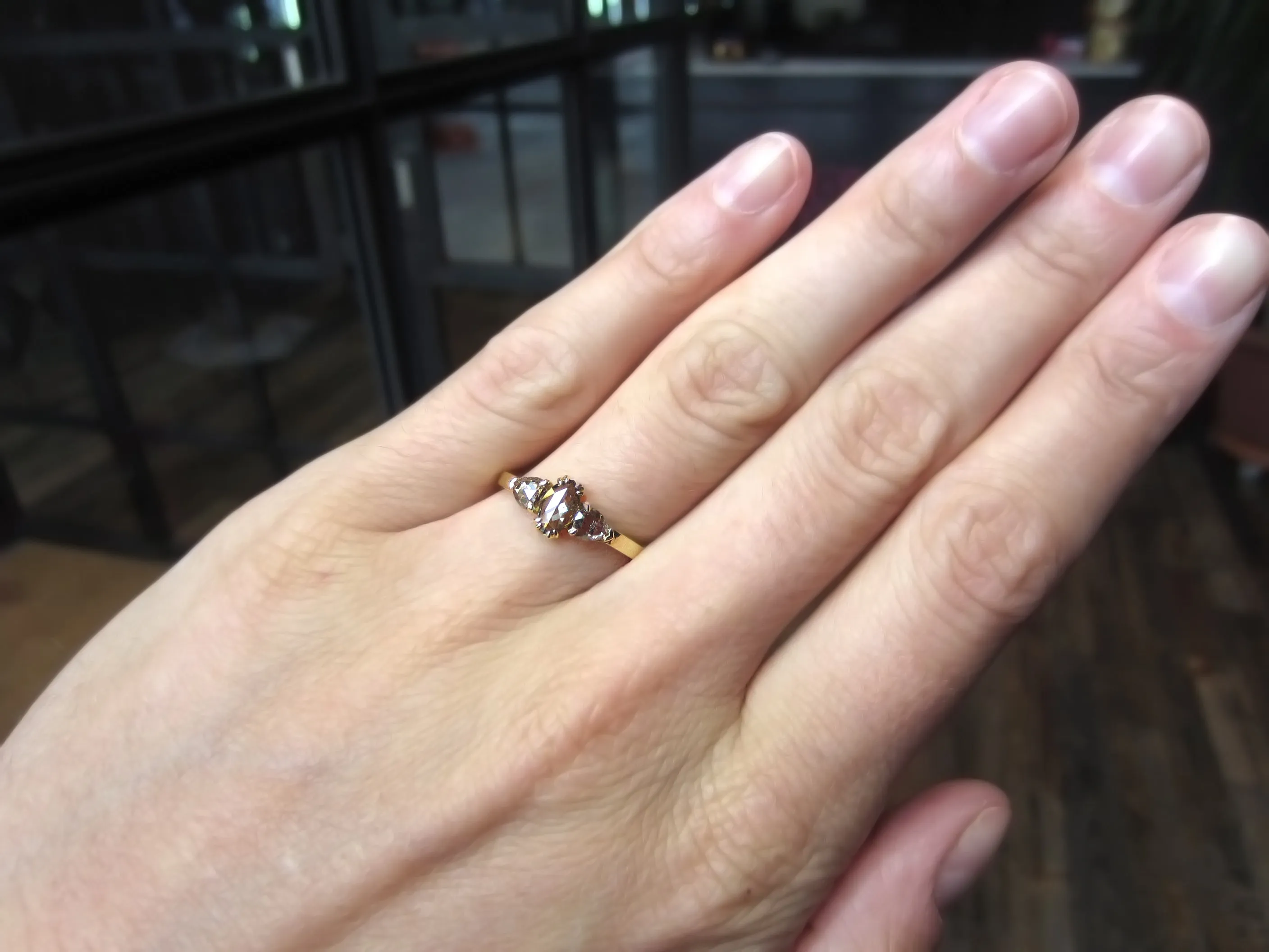 Marquise & Pear Shaped Brown Rose Cut Diamond Ring