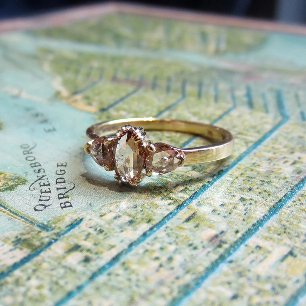 Marquise & Pear Shaped Brown Rose Cut Diamond Ring