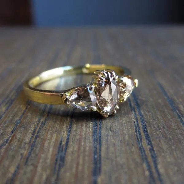 Marquise & Pear Shaped Brown Rose Cut Diamond Ring