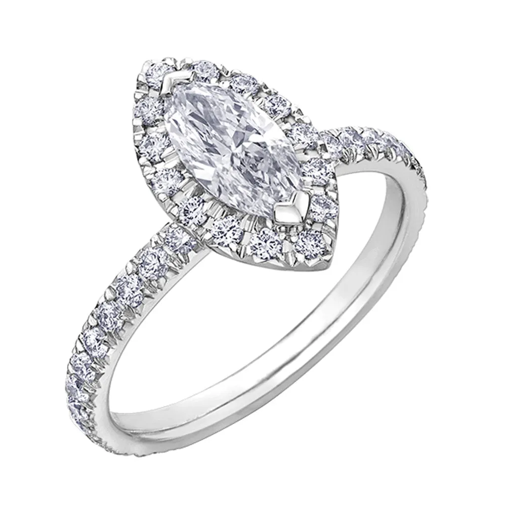 Marquise Diamond Halo Engagement Ring