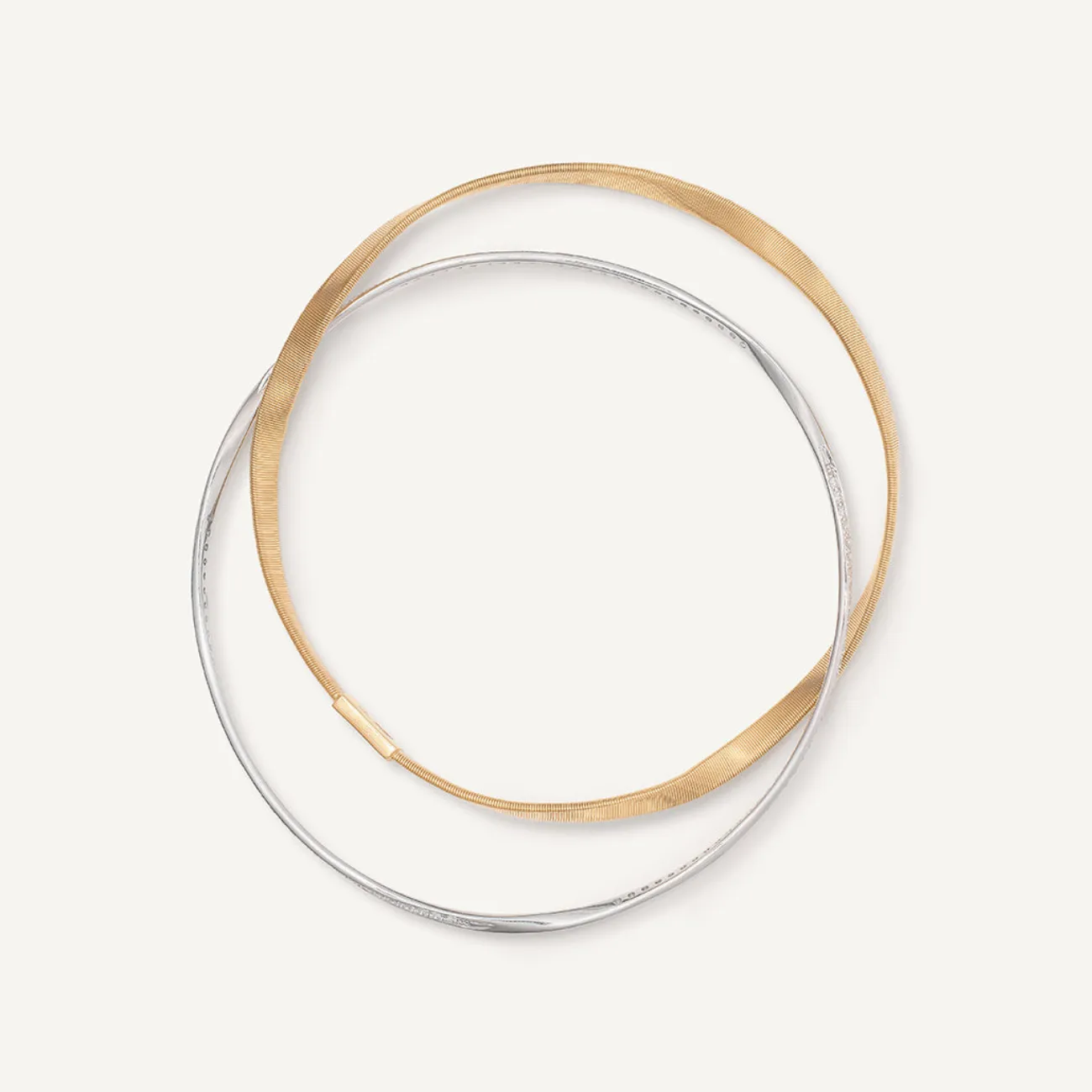 Marrakech 18K Yellow and White Gold 2-Strand Diamonds Bangle Bracelet