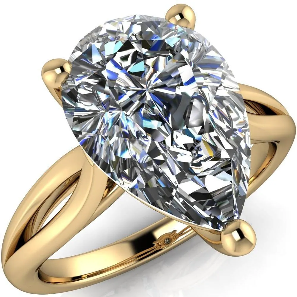 Maxwell Pear Center Stone 3 Prong Split Shank Engagement Ring