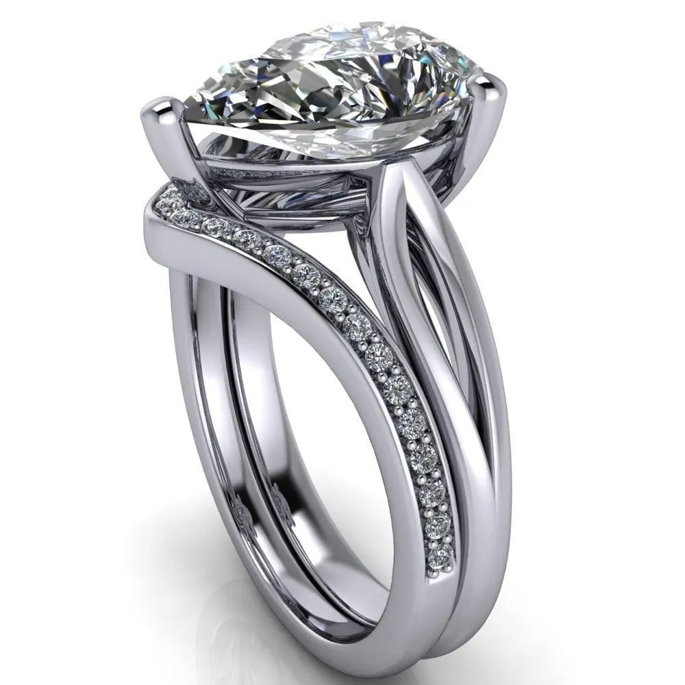 Maxwell Pear Center Stone 3 Prong Split Shank Engagement Ring
