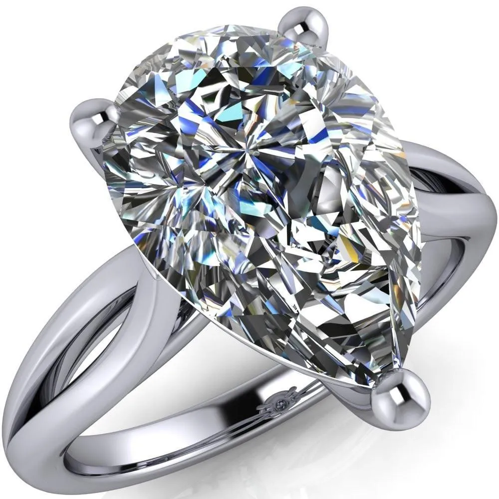 Maxwell Pear Center Stone 3 Prong Split Shank Engagement Ring