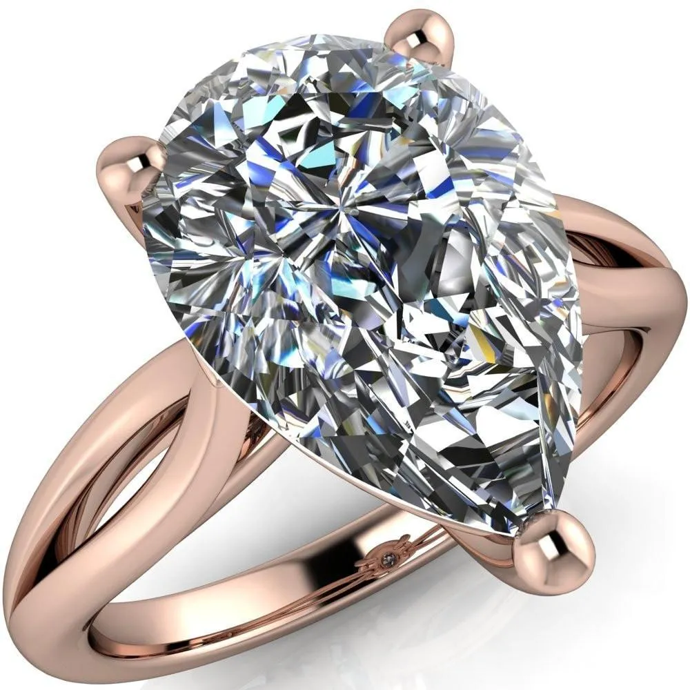 Maxwell Pear Center Stone 3 Prong Split Shank Engagement Ring