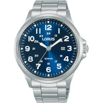 Mens Silver Stainless Steel Blue Face Sports RH993NX-9