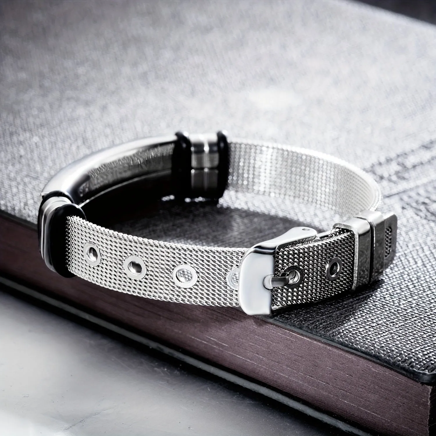 Men's Stainless Steel Cross Bangle Bracelet