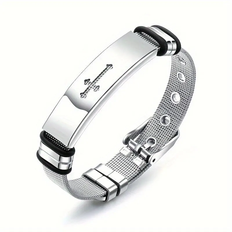 Men's Stainless Steel Cross Bangle Bracelet