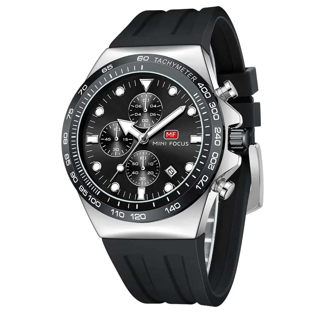Mini Focus Men Watches Business Sport Wrist Watch (Chronograph/Waterproof/Luminous/Calendar) Silicon Band Fashion Casual Watches for Men