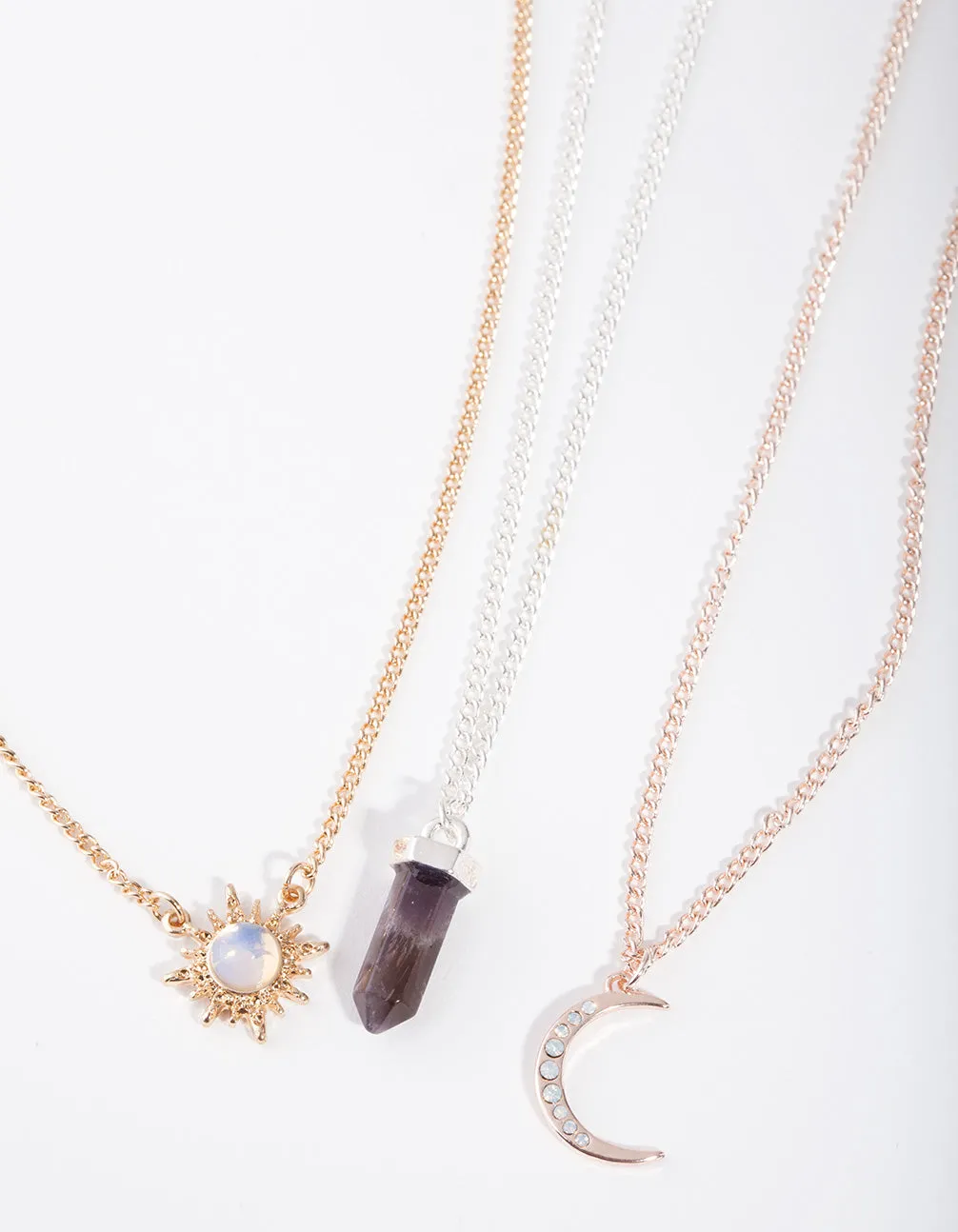 Mixed Metal Celestial Semi Precious Necklace Pack