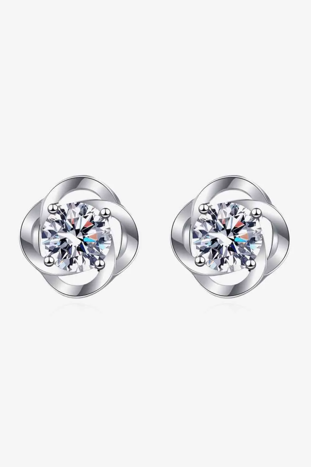 Moissanite Rhodium-Plated Stud Earrings