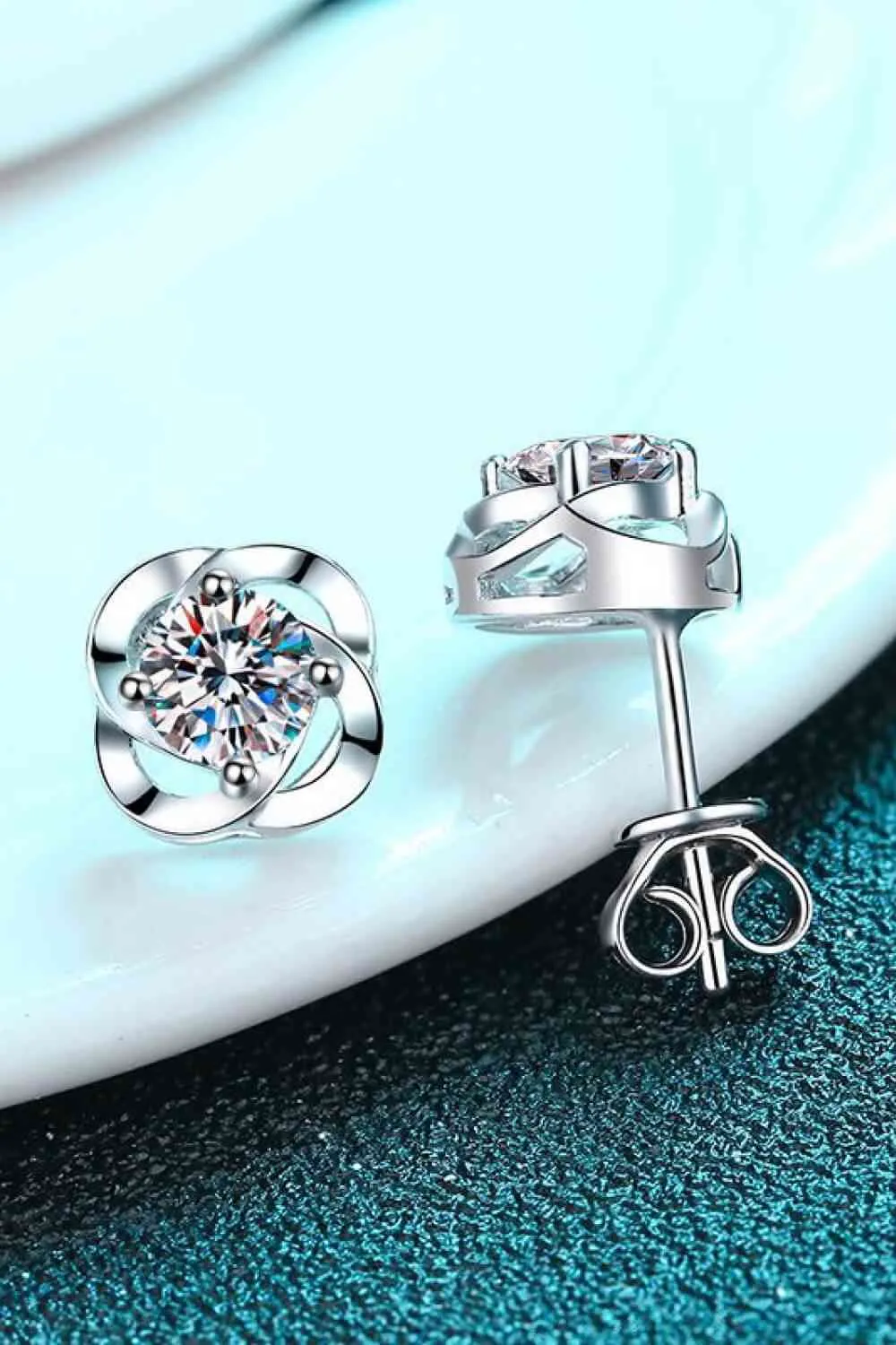 Moissanite Rhodium-Plated Stud Earrings