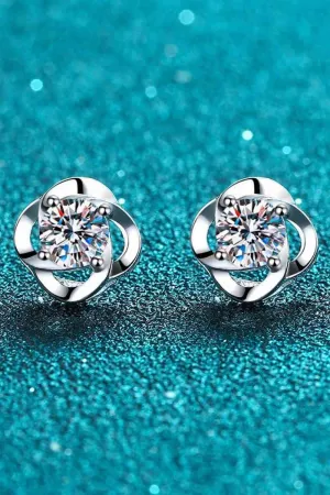 Moissanite Rhodium-Plated Stud Earrings