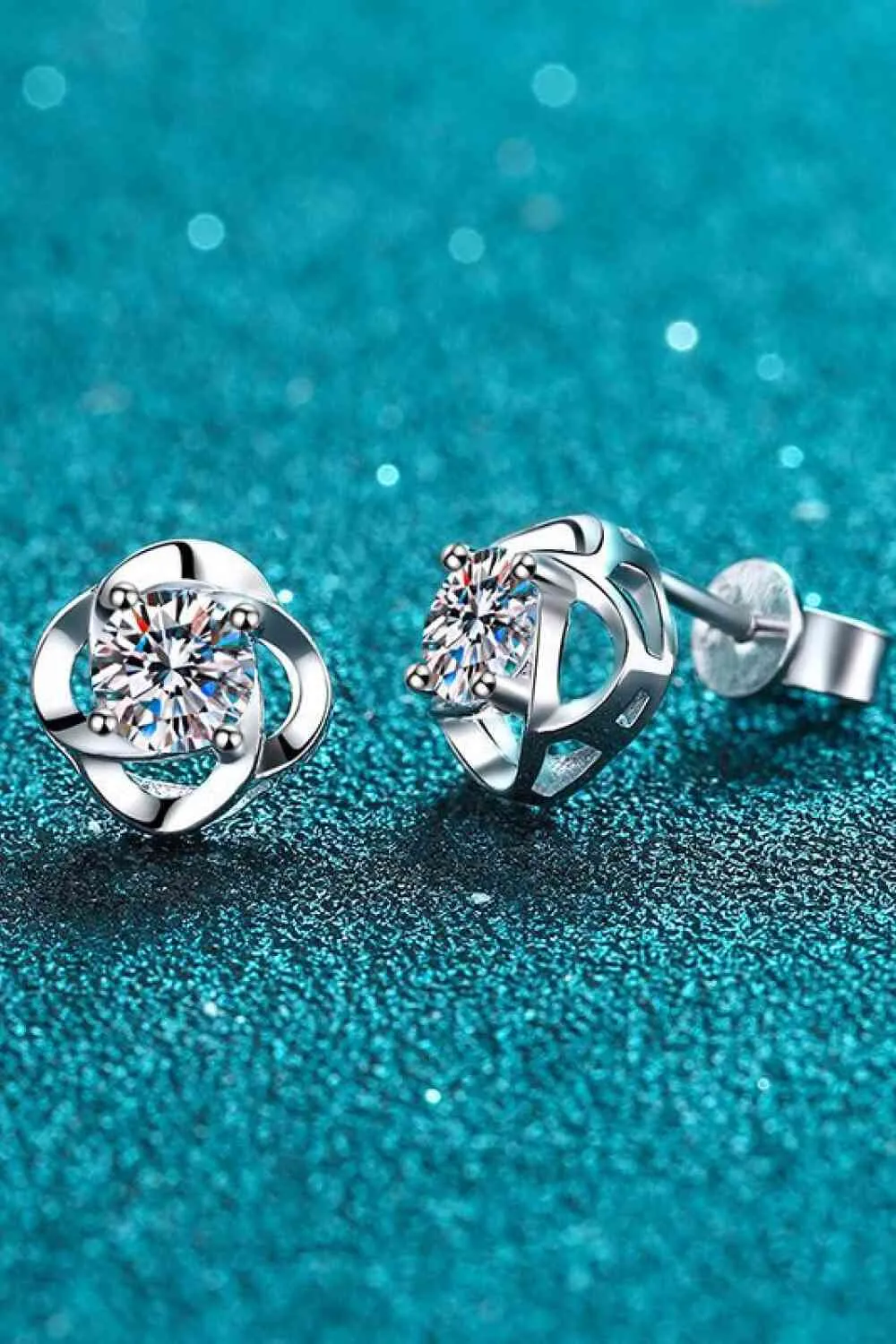 Moissanite Rhodium-Plated Stud Earrings