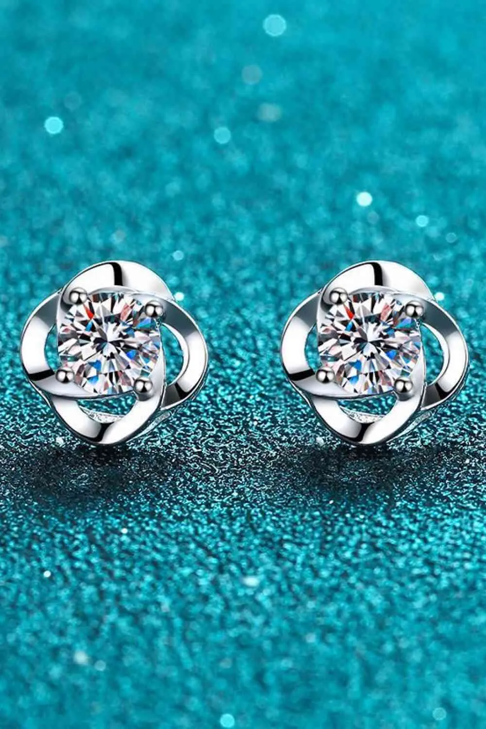 Moissanite Rhodium-Plated Stud Earrings