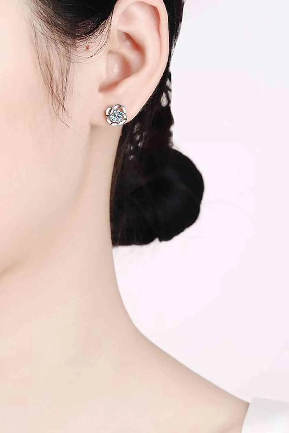 Moissanite Rhodium-Plated Stud Earrings