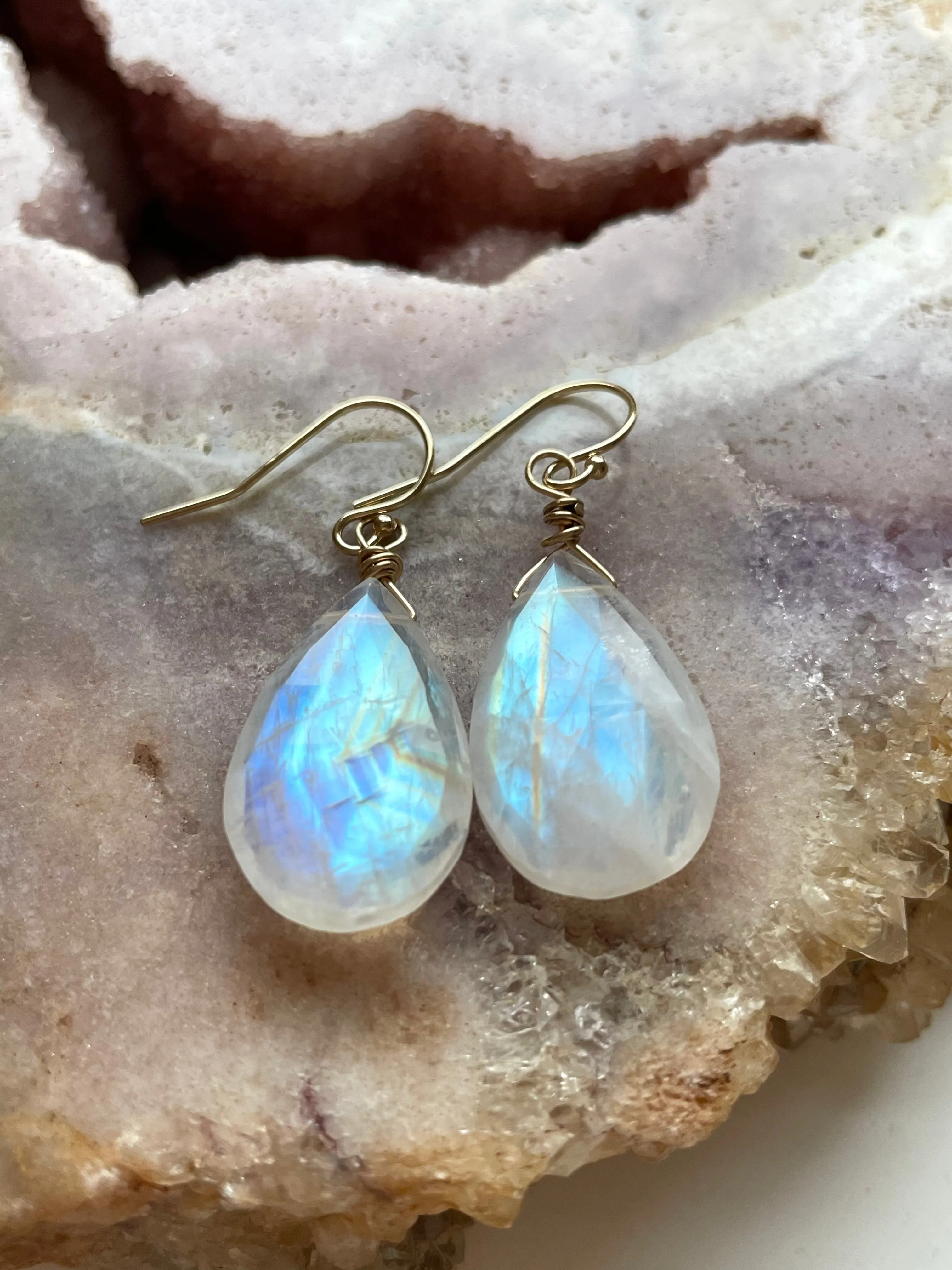 Moonstone Earrings Drop Earrings Gold June Birthstone Earrings