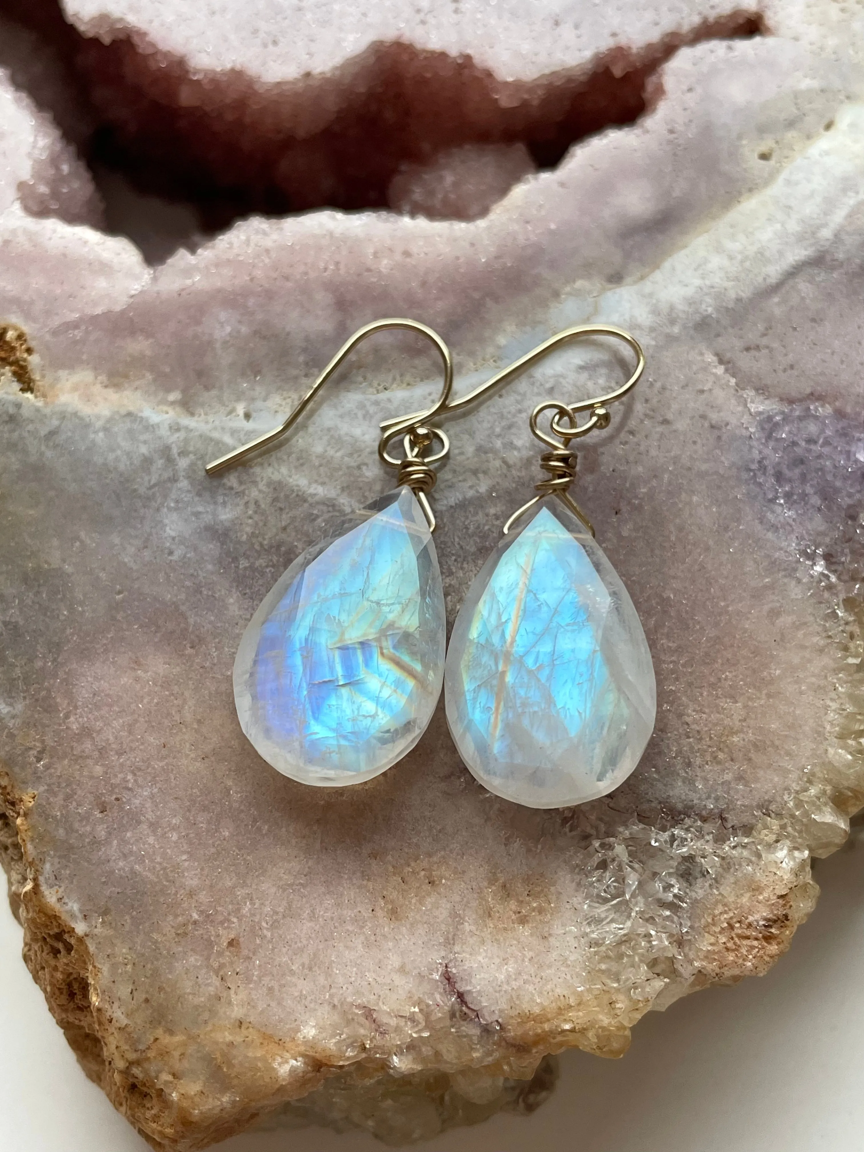 Moonstone Earrings Drop Earrings Gold June Birthstone Earrings
