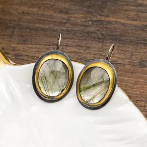 Moss Agate 24k Gold Accented Earrings