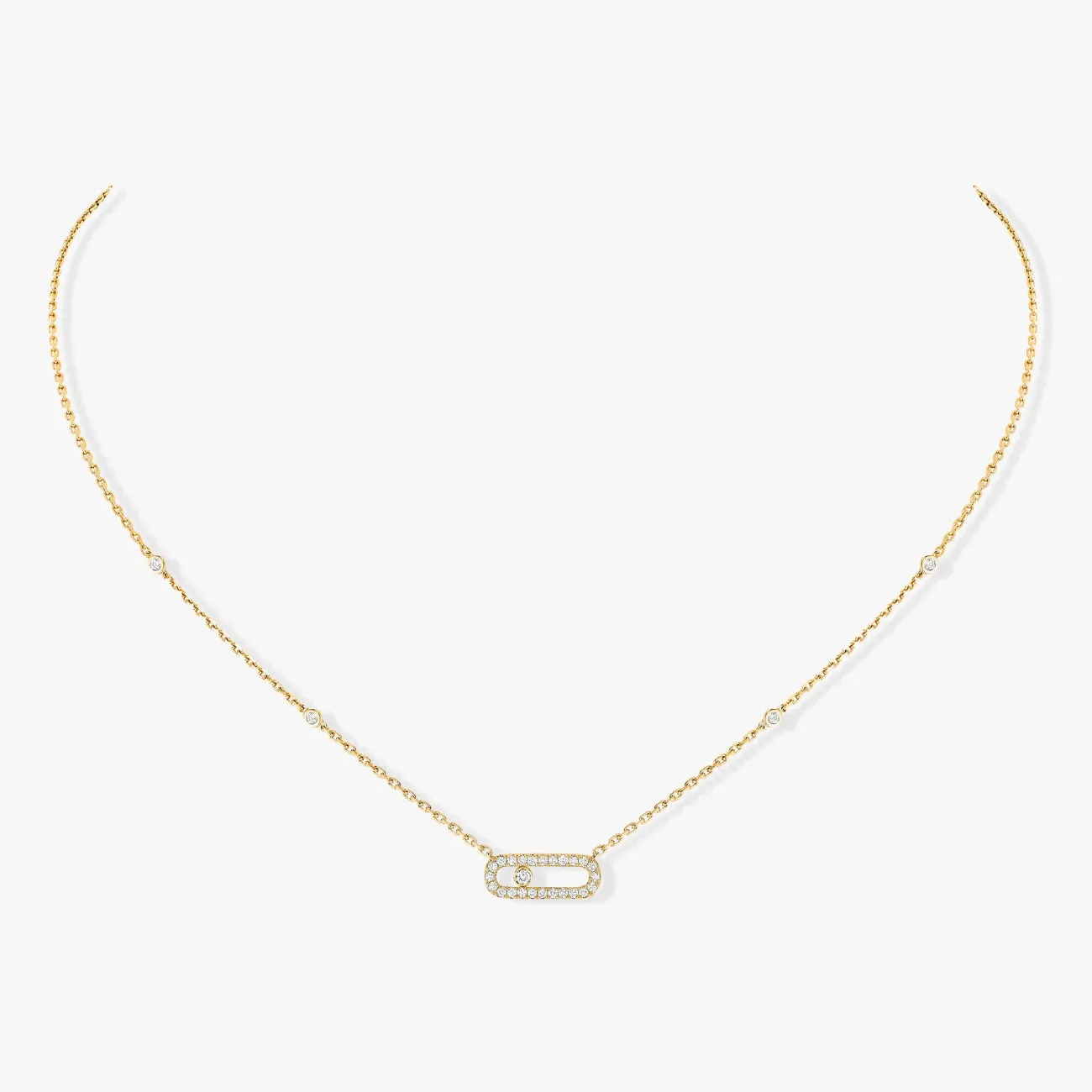 Move Uno 18K Yellow Gold Pavé Diamond Necklace