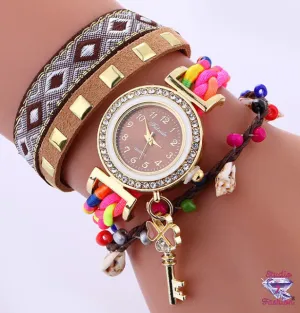 Multicolor Multilayer Charm Watch Coffee