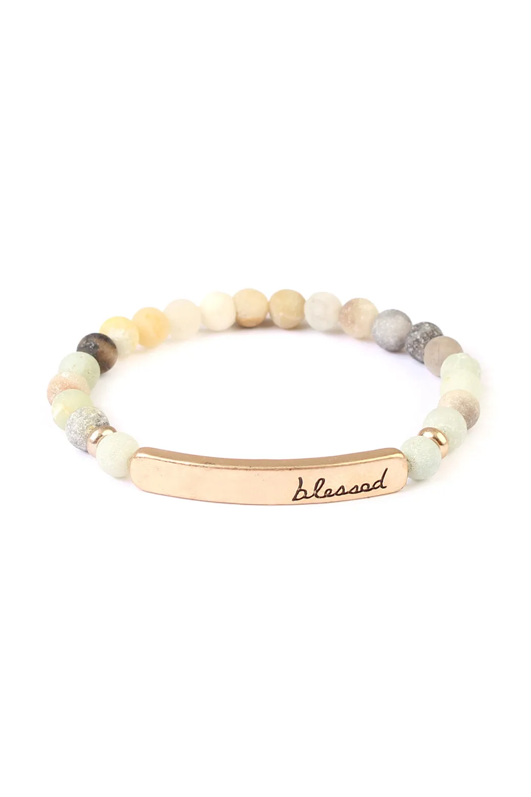 MYB1043 - "BLESSED" NATURAL STONE STRETCH BRACELET