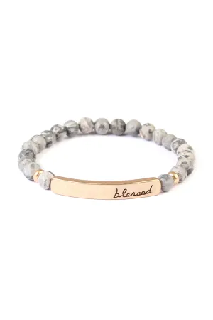 MYB1043 - "BLESSED" NATURAL STONE STRETCH BRACELET