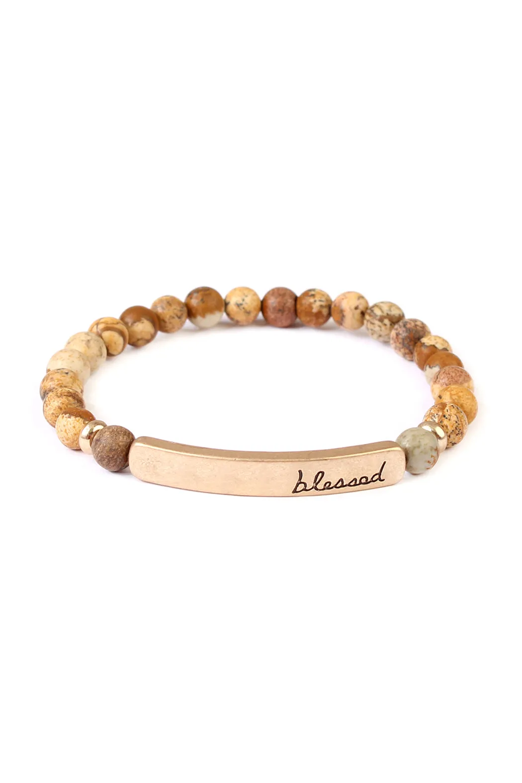 MYB1043 - "BLESSED" NATURAL STONE STRETCH BRACELET