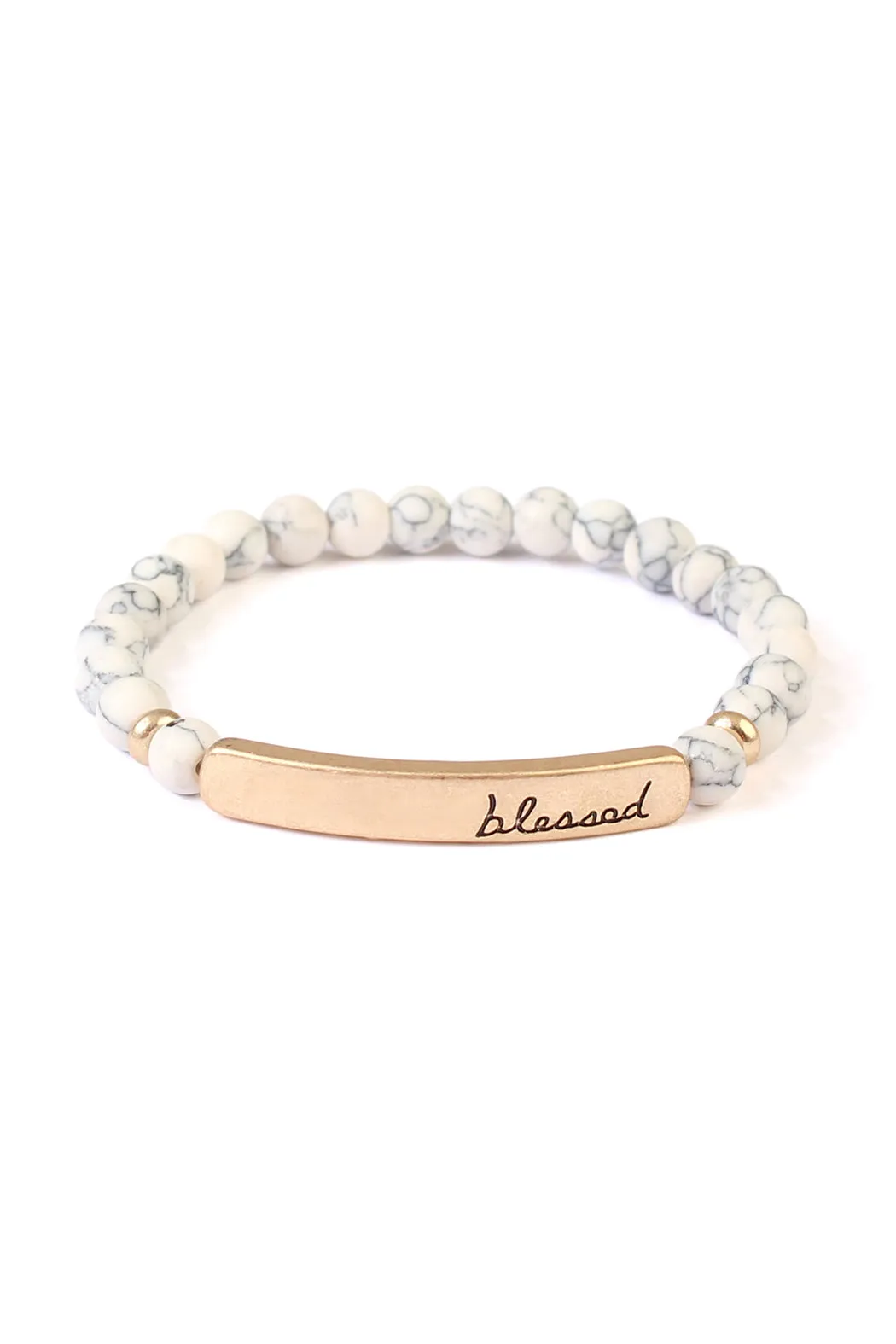 MYB1043 - "BLESSED" NATURAL STONE STRETCH BRACELET